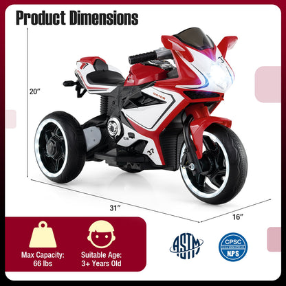 Moto pour Enfants à Monter, Alimentée par Batterie 6V, Rouge