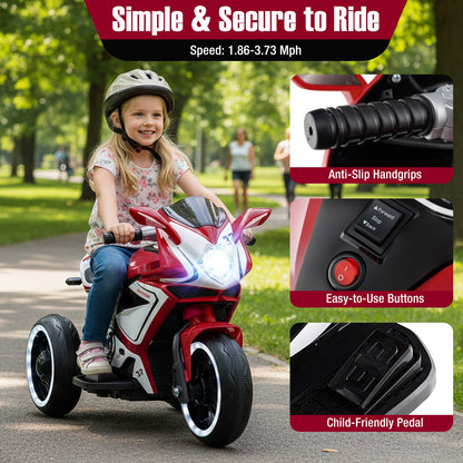 Moto pour Enfants à Monter, Alimentée par Batterie 6V, Rouge