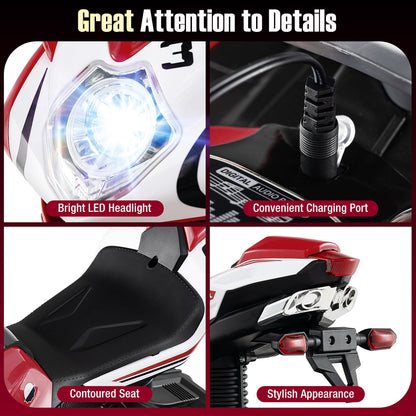 Moto pour Enfants à Monter, Alimentée par Batterie 6V, Rouge