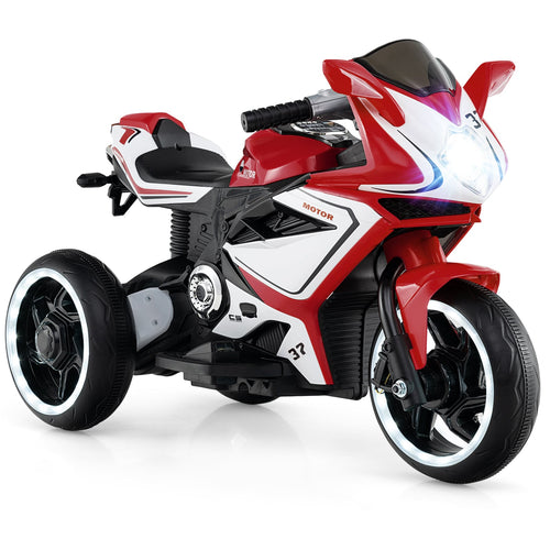 Kids Ride on Motorcycle 6V Battery Powered Mini Electric Motorbike with LED Lights, Red