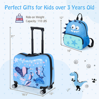 Kids Ride-On Suitcase & Backpack Set, Travel, Blue