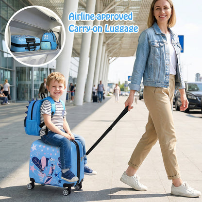 Kids Ride-On Suitcase & Backpack Set, Travel, Blue