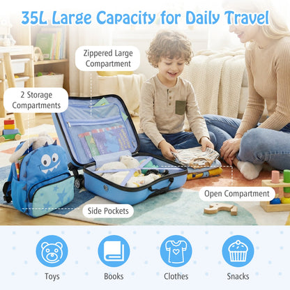 Kids Ride-On Suitcase & Backpack Set, Travel, Blue