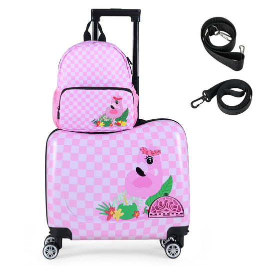 Kids Ride-On Suitcase & Backpack Set, Pink/White Kids Luggage White & Pink at Gallery Canada