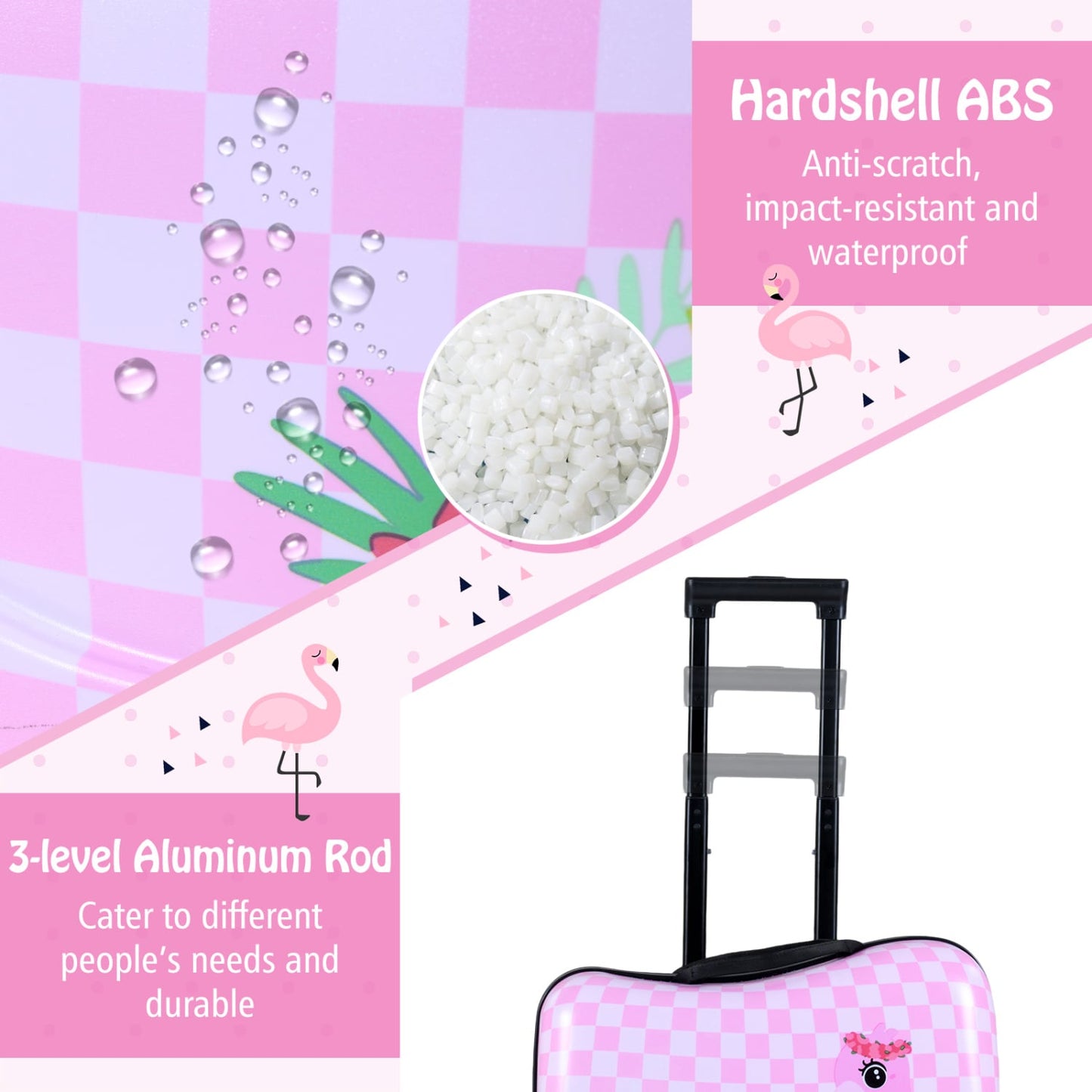 Kids Ride-On Suitcase & Backpack Set, Pink/White