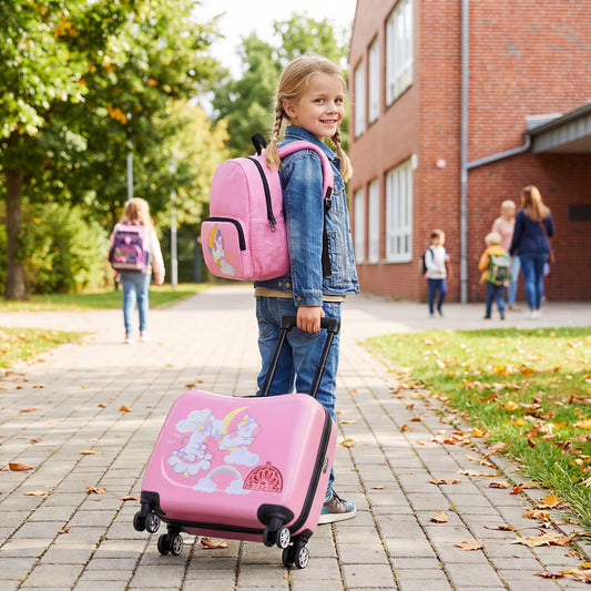 Kids Ride-on Suitcase & Backpack Set, Pink Kids Luggage Pink at Gallery Canada