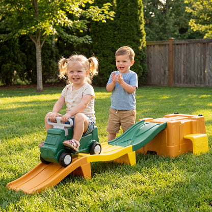 Jouet à chevaucher pour enfants avec coffre de rangement, café