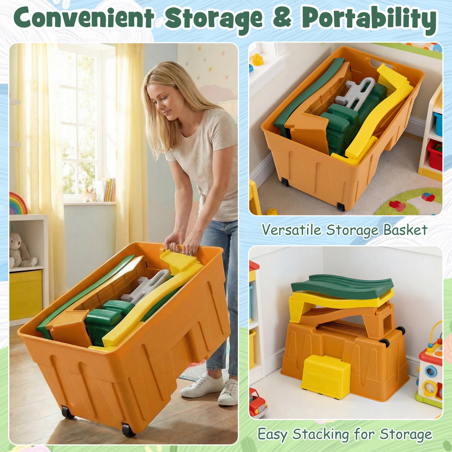 Jouet à chevaucher pour enfants avec coffre de rangement, café