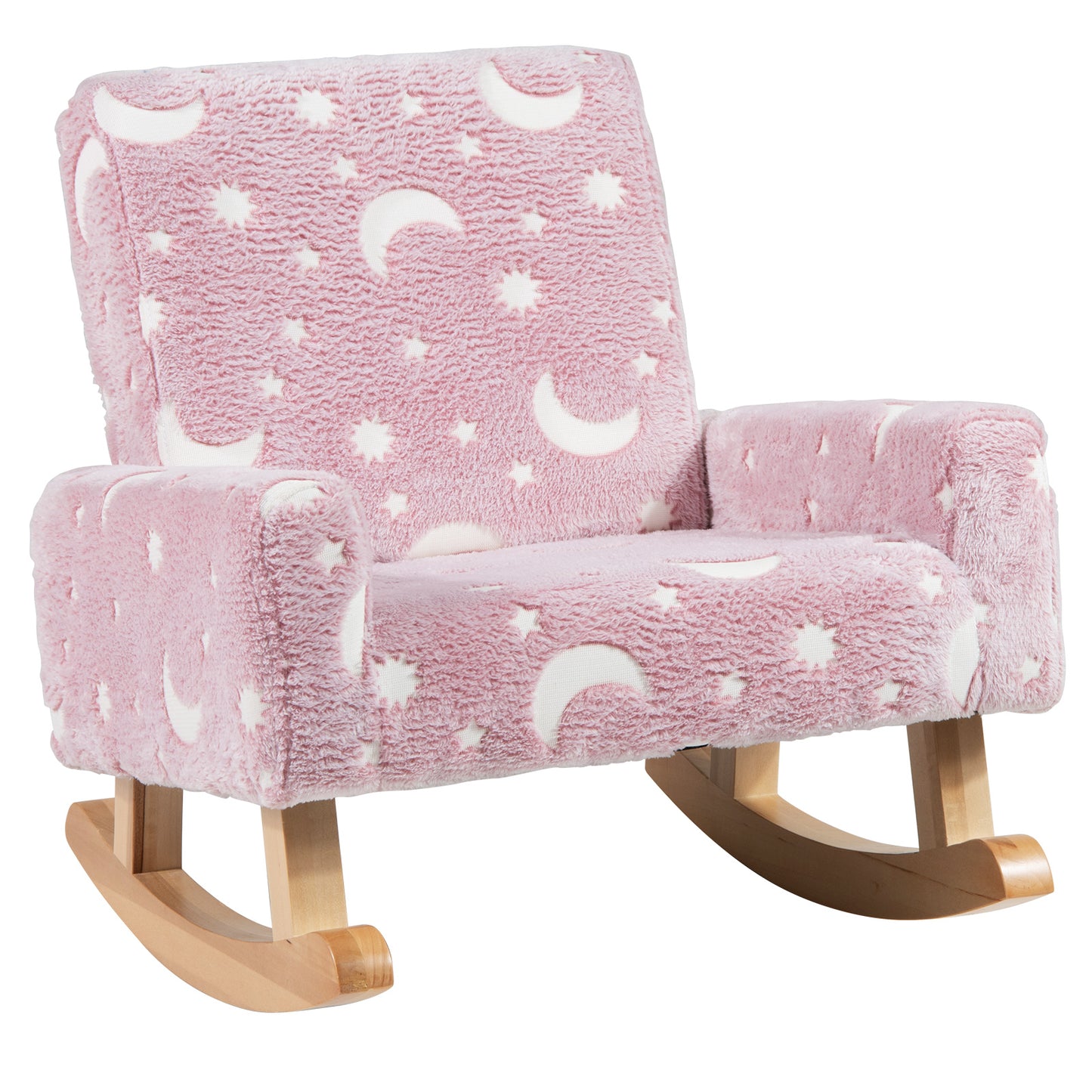 Kids Rocking Chair, Upholstered Flannel, Solid Poplar Wood Rocking Feet, Pink Kids Chairs & Seating Pink at Gallery Canada