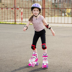 Kids Roller Skates 4 Sizes Adjustable Quad Skates with Light-up Wheels, Rose Red Toy Sports Rose Red at Gallery Canada