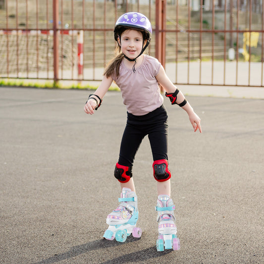 Kids Roller Skates 4 Sizes Adjustable Quad Skates with Light-up Wheels, Navy Toy Sports Navy at Gallery Canada