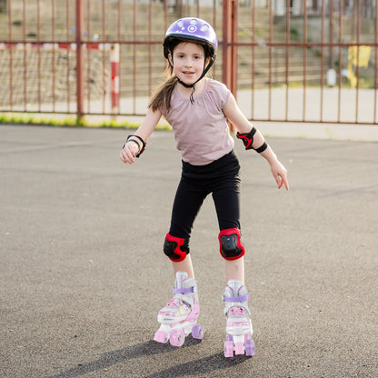Kids Roller Skates 4 Sizes Adjustable Quad Skates with Light-up Wheels, Pink Toy Sports at Gallery Canada