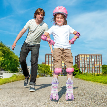 Kids Roller Skates 4 Sizes Adjustable Quad Skates with Light-up Wheels, Pink Toy Sports at Gallery Canada