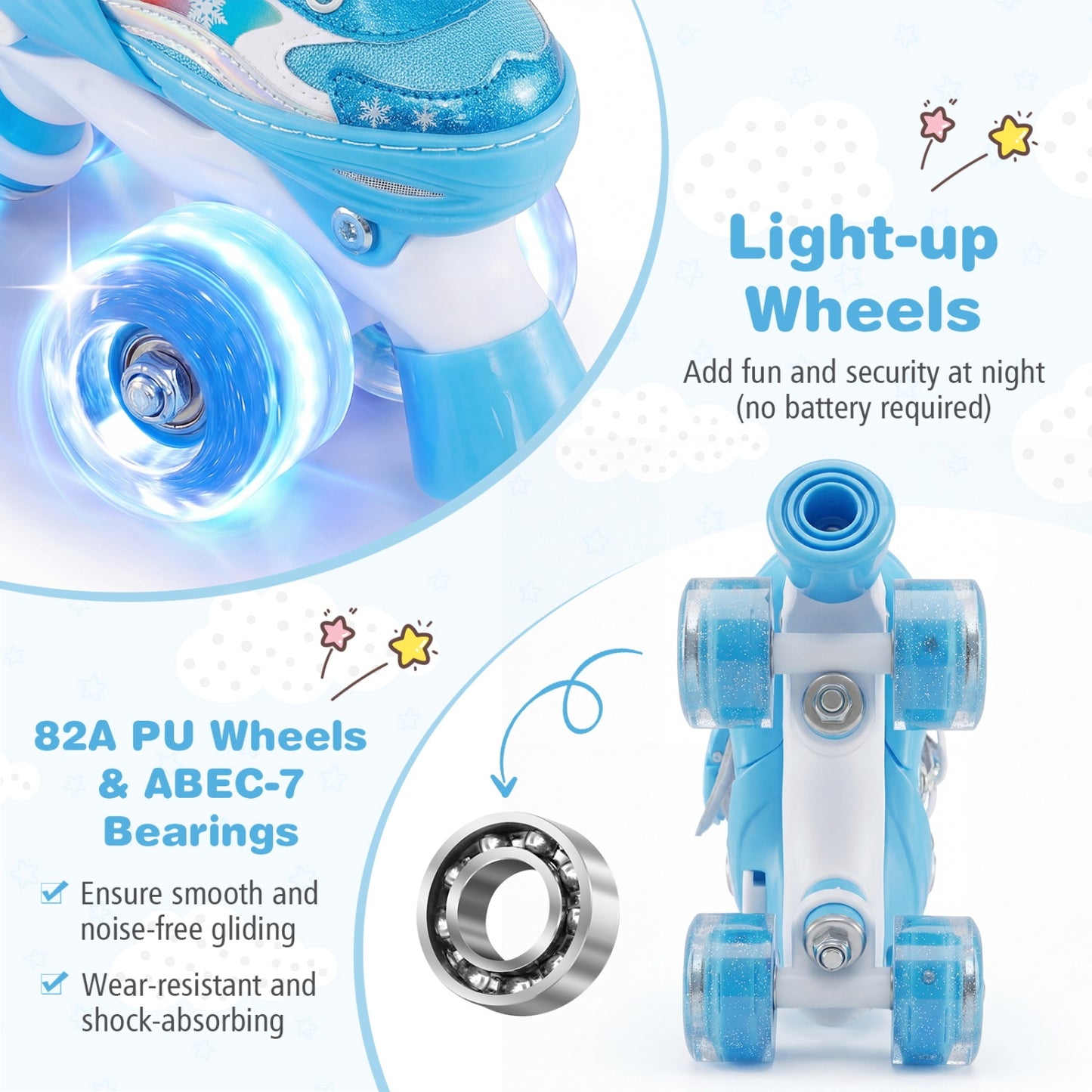Kids Roller Skates 4 Sizes Adjustable with Light-up Wheels for Toddler Aged 5-7 (S), Blue Toy Sports at Gallery Canada