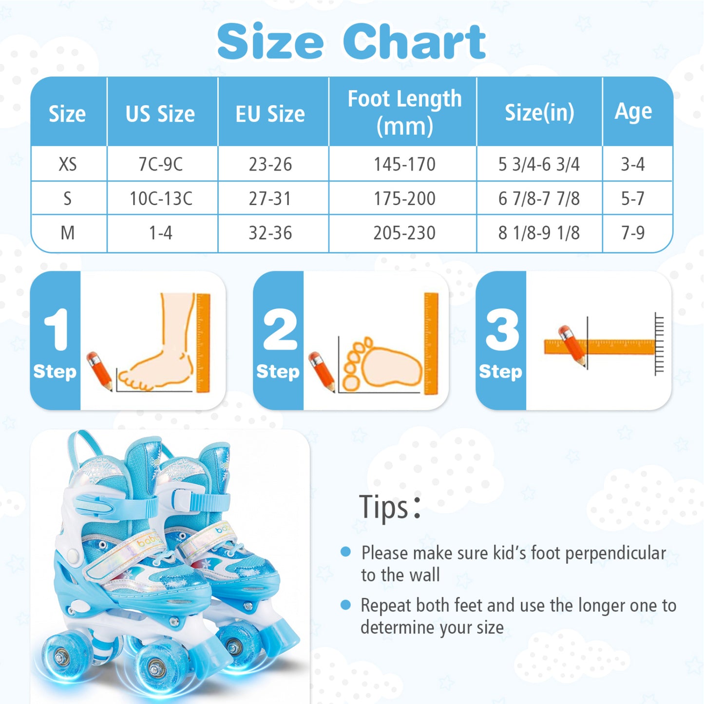 Kids Roller Skates 4 Sizes Adjustable with Light-up Wheels for Toddler Aged 5-7 (S), Blue Toy Sports at Gallery Canada