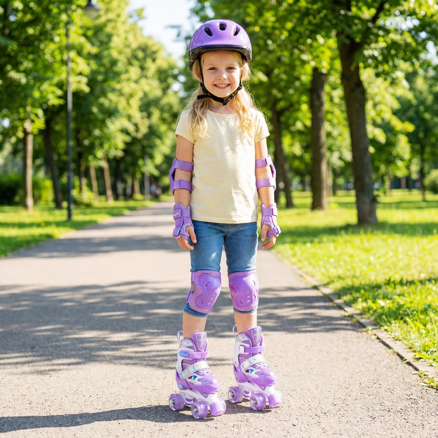 Kids Roller Skates 4 Sizes Adjustable with Light-up Wheels for Toddler Aged 5-7 (S), Purple Toy Sports at Gallery Canada
