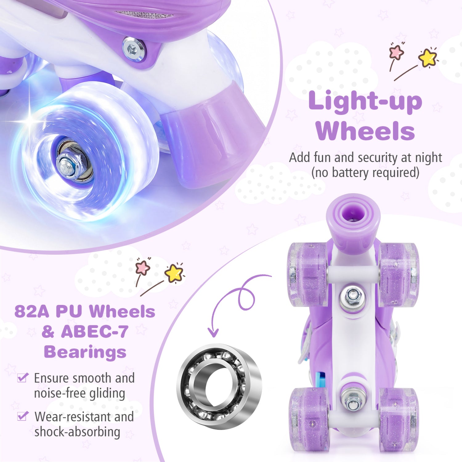 Kids Roller Skates 4 Sizes Adjustable with Light-up Wheels for Toddler Aged 5-7 (S), Purple Toy Sports at Gallery Canada