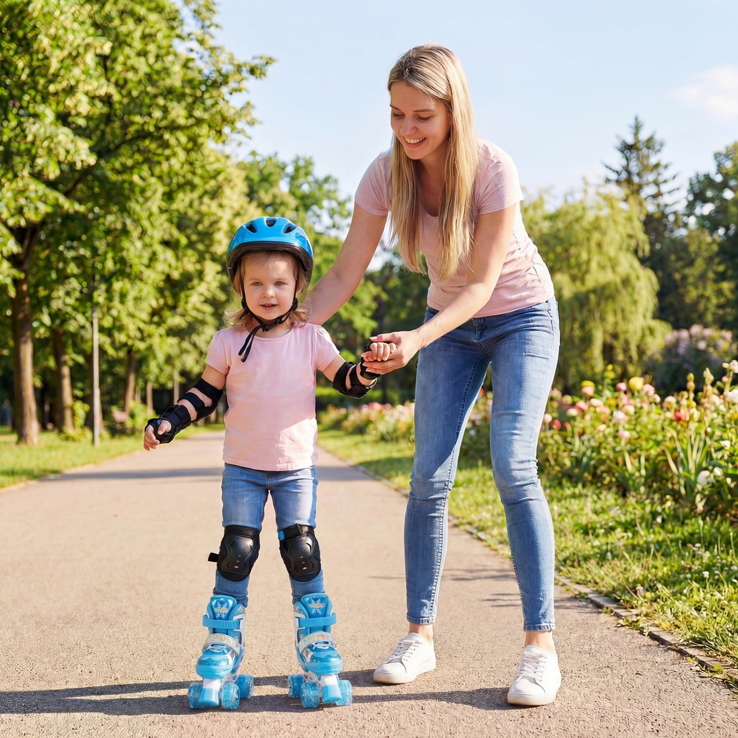 Kids Roller Skates 4 Sizes Adjustable with Light-up Wheels for Toddler Aged 3-4 (XS), Blue Toy Sports at Gallery Canada