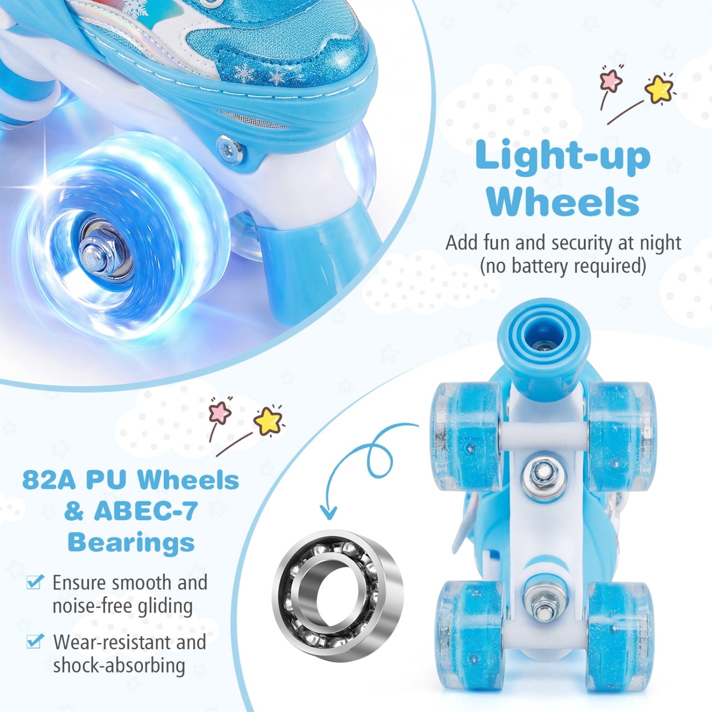Kids Roller Skates 4 Sizes Adjustable with Light-up Wheels for Toddler Aged 3-4 (XS), Blue Toy Sports at Gallery Canada