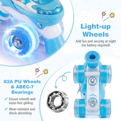 Kids Roller Skates 4 Sizes Adjustable with Light-up Wheels for Toddler Aged 3-4 (XS), Blue Toy Sports at Gallery Canada