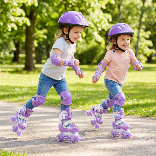 Kids Roller Skates 4 Sizes Adjustable with Light-up Wheels for Toddler Aged 3-4 (XS), Purple Toy Sports Purple at Gallery Canada