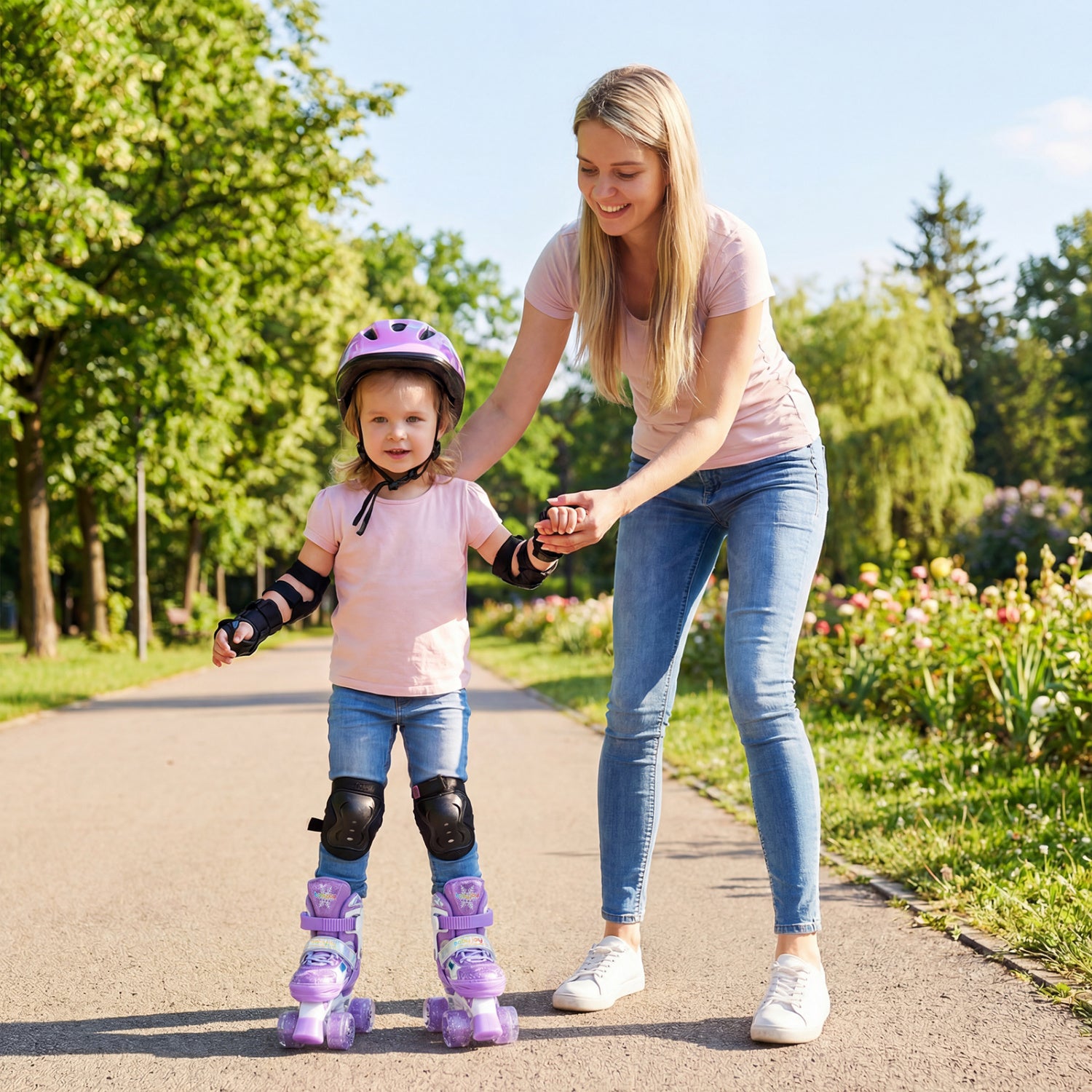 Kids Roller Skates 4 Sizes Adjustable with Light-up Wheels for Toddler Aged 3-4 (XS), Purple Toy Sports at Gallery Canada