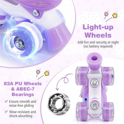 Kids Roller Skates 4 Sizes Adjustable with Light-up Wheels for Toddler Aged 3-4 (XS), Purple Toy Sports at Gallery Canada