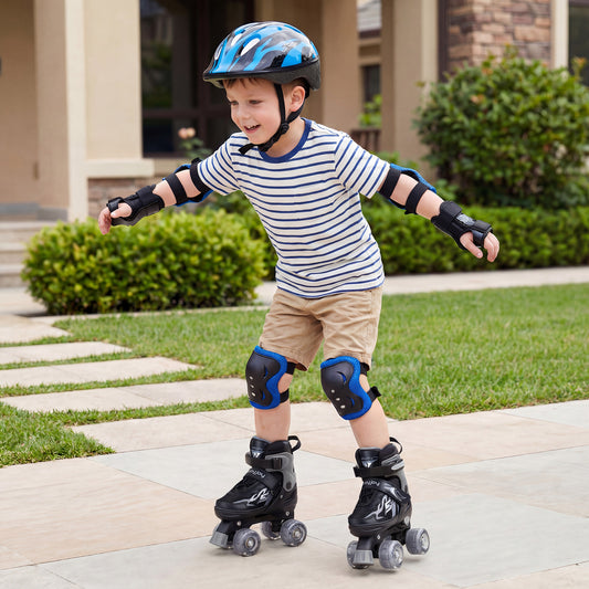 Kids Roller Skates, Adjustable Quad Skates With Light-Up Wheels, 4 Sizes, Black Toy Sports Black at Gallery Canada