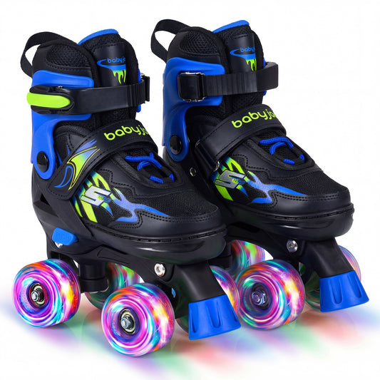 Kids Adjustable Quad Roller Skates, 4 Sizes, Light-Up Wheels, Navy Toy Sports Navy at Gallery Canada