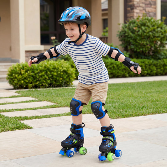 Kids Adjustable Quad Roller Skates, 4 Sizes, Light-Up Wheels, Navy Toy Sports Navy at Gallery Canada