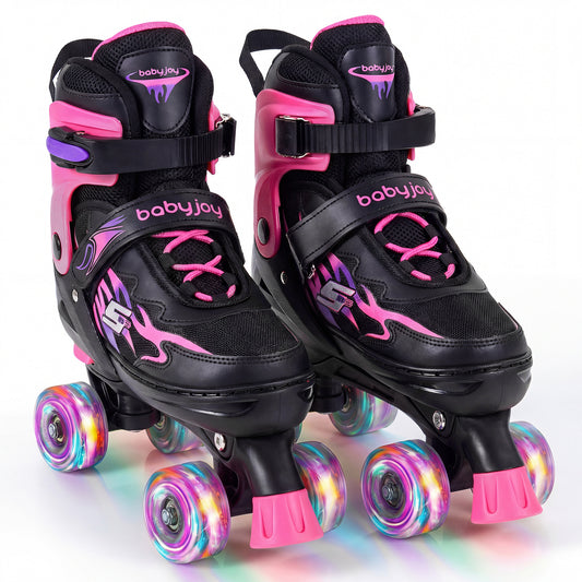 Kids Roller Skates, Adjustable Quad Skates With Light-Up Wheels, Pink Toy Sports Pink at Gallery Canada