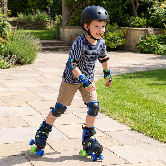 Kids Roller Skates, Adjustable Quad Skates, Light-Up Wheels, Navy Toy Sports Navy at Gallery Canada