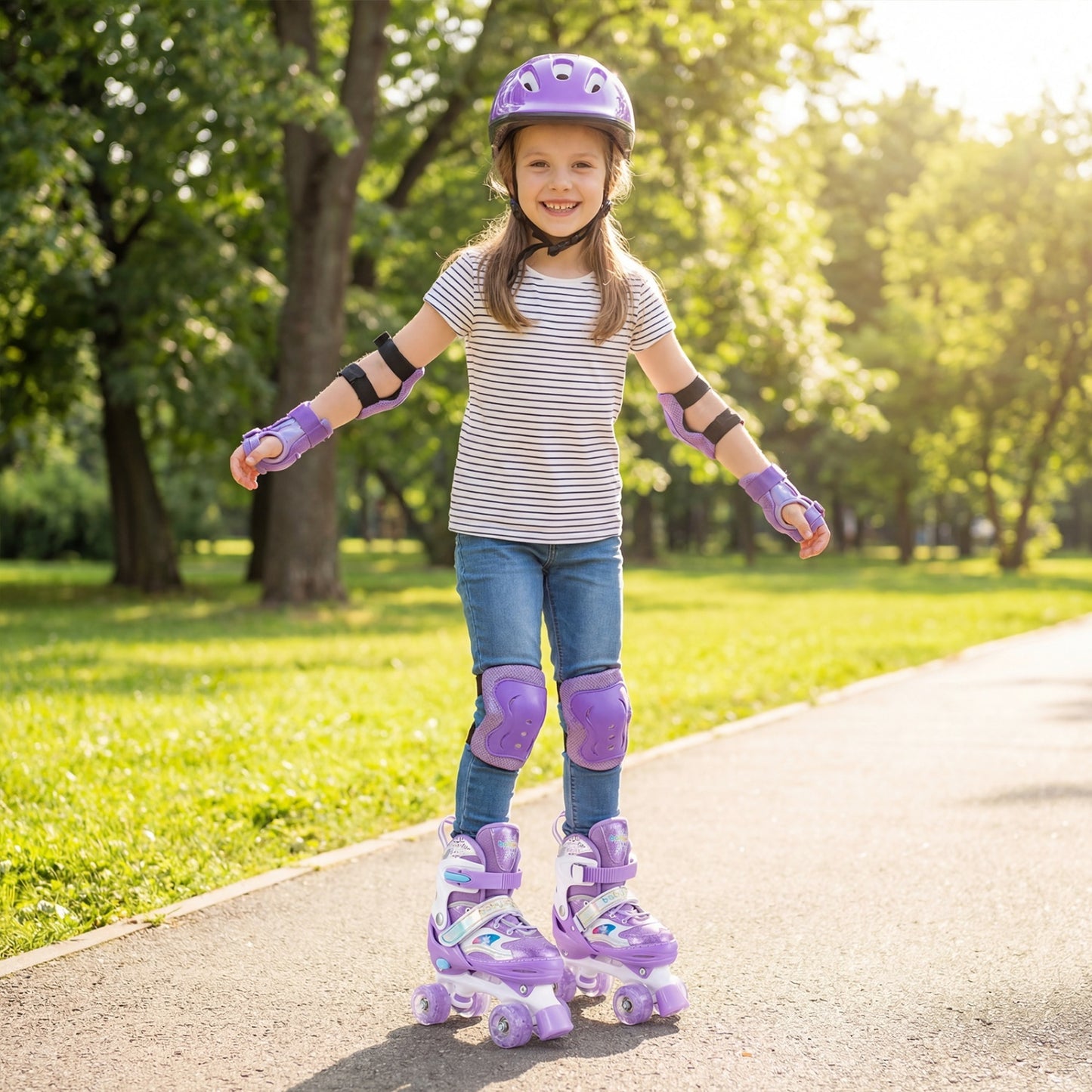 Kids Roller Skates, Light-Up Wheels, Safety Protection, Purple Toy Sports at Gallery Canada