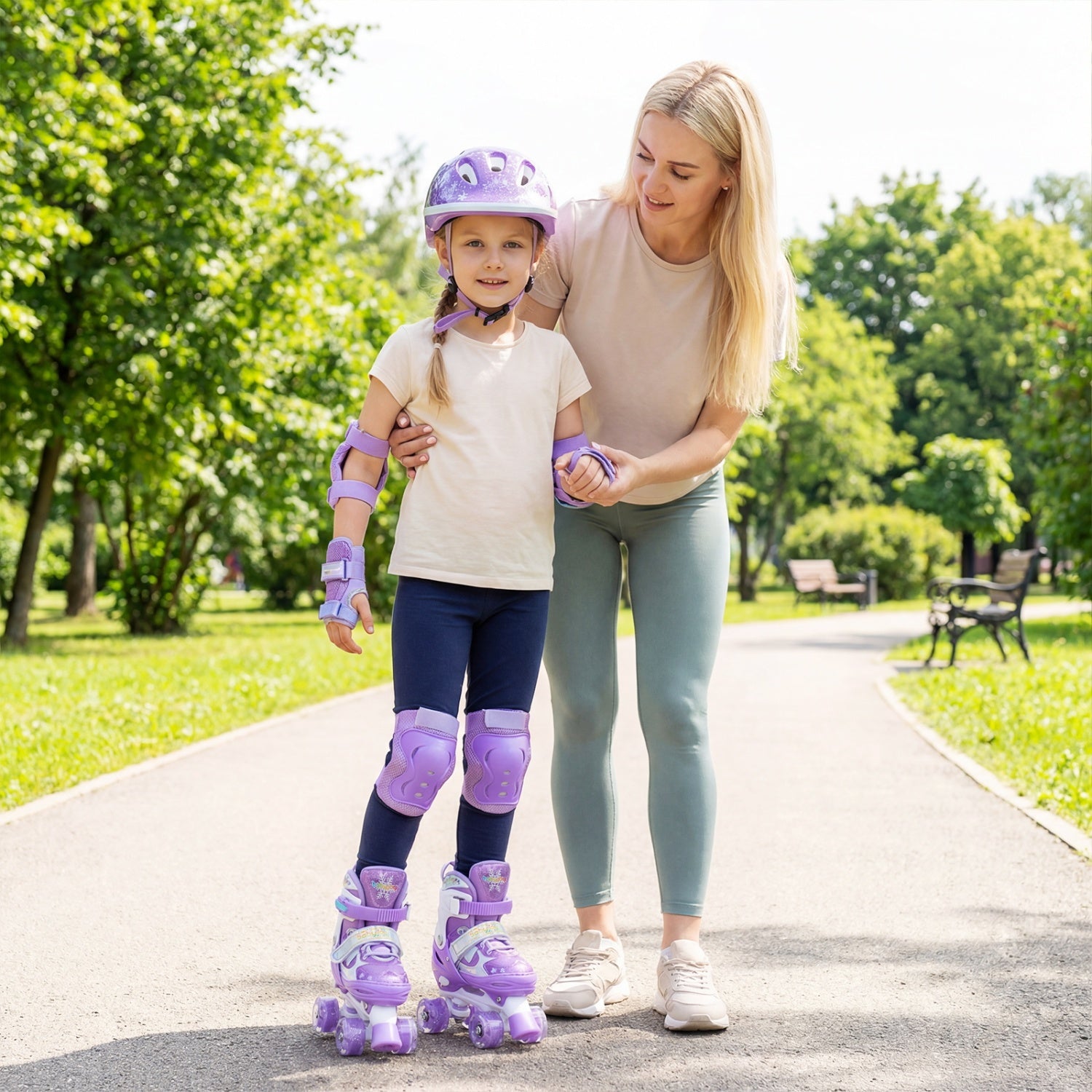 Kids Roller Skates, Light-Up Wheels, Safety Protection, Purple Toy Sports at Gallery Canada