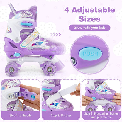 Kids Roller Skates, Light-Up Wheels, Safety Protection, Purple Toy Sports at Gallery Canada