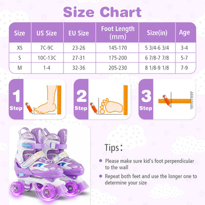 Kids Roller Skates, Light-Up Wheels, Safety Protection, Purple Toy Sports at Gallery Canada