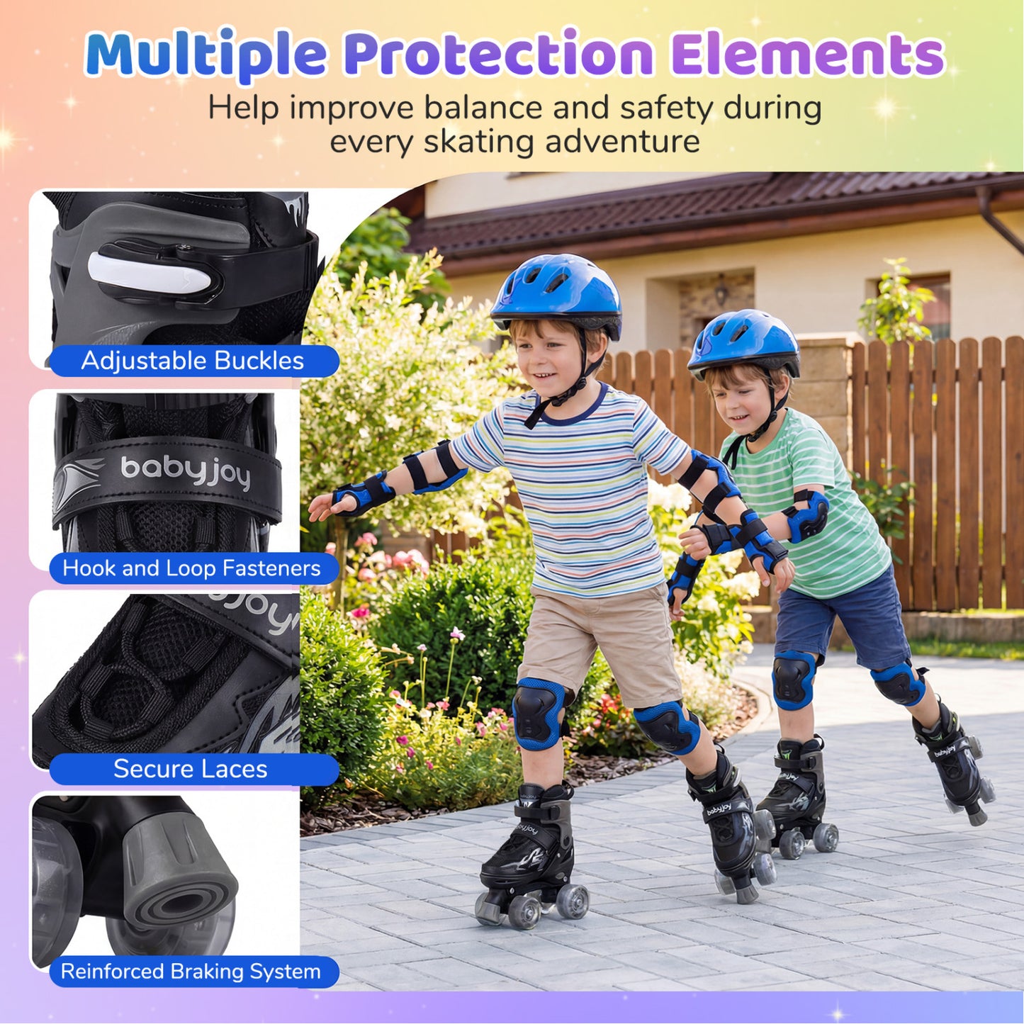 Kids Roller Skates, Adjustable Quad Skates With Light-Up Wheels, 4 Sizes, Black Toy Sports at Gallery Canada