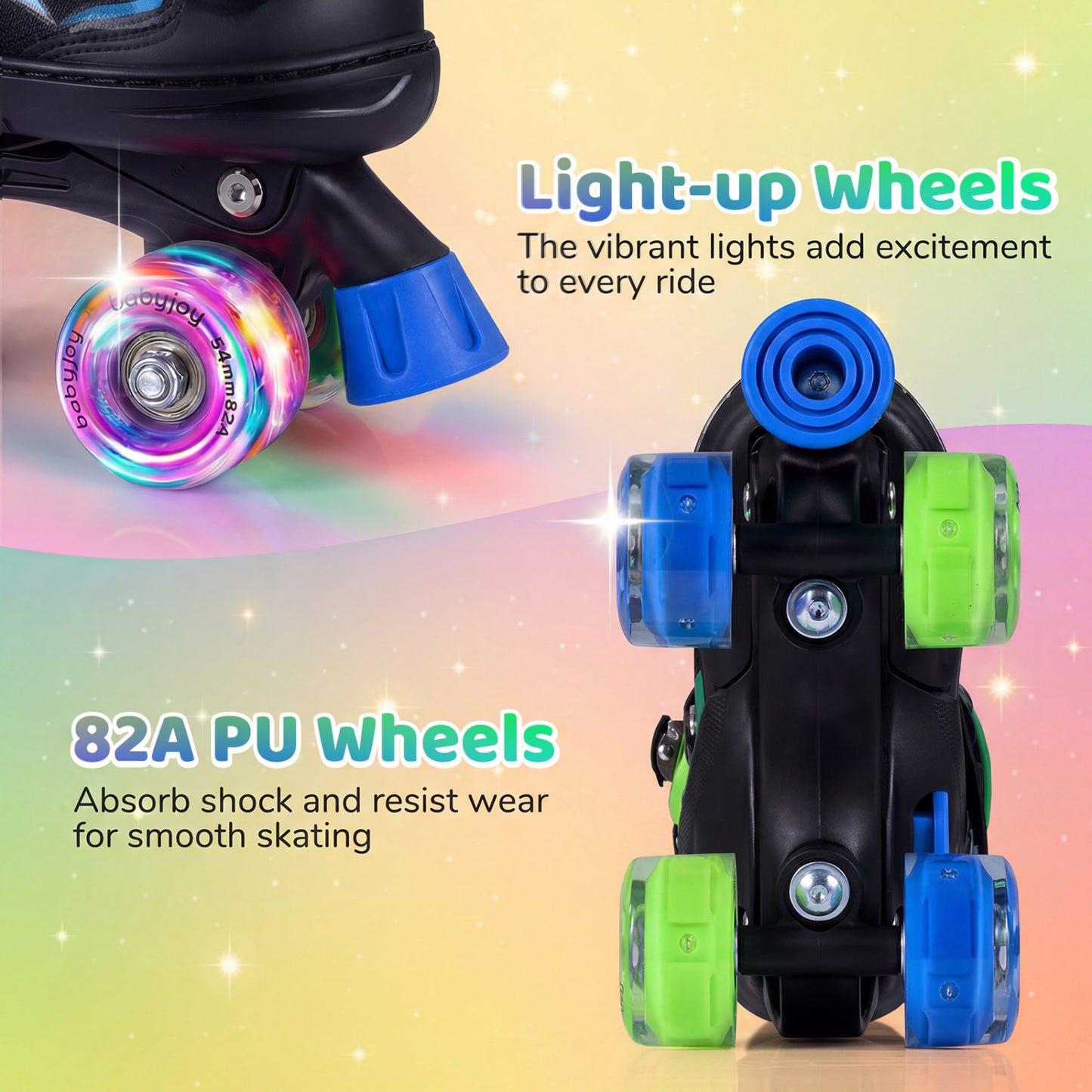 Kids Adjustable Quad Roller Skates, 4 Sizes, Light-Up Wheels, Navy Toy Sports at Gallery Canada