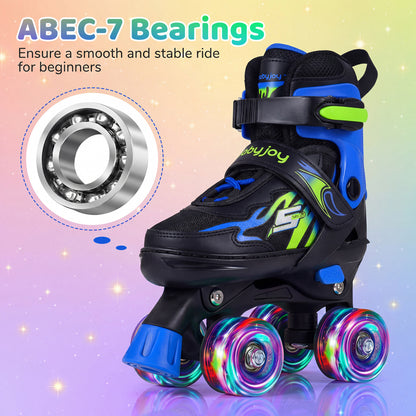Kids Adjustable Quad Roller Skates, 4 Sizes, Light-Up Wheels, Navy Toy Sports at Gallery Canada
