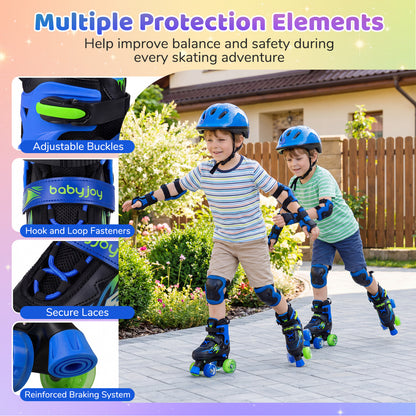 Kids Adjustable Quad Roller Skates, 4 Sizes, Light-Up Wheels, Navy Toy Sports at Gallery Canada