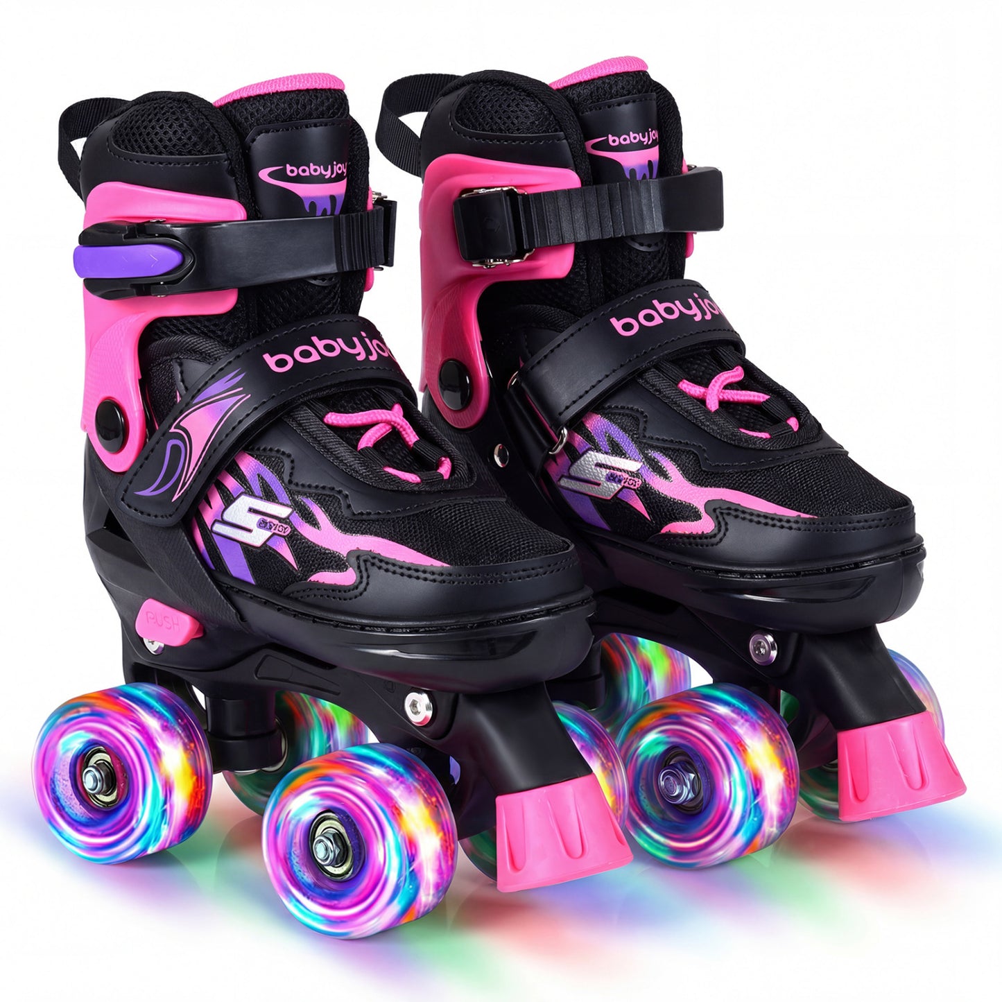 Kids Roller Skates, 4 Sizes Adjustable, Light-Up Wheels, Pink Toy Sports at Gallery Canada