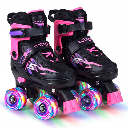 Kids Roller Skates, 4 Sizes Adjustable, Light-Up Wheels, Pink Toy Sports at Gallery Canada