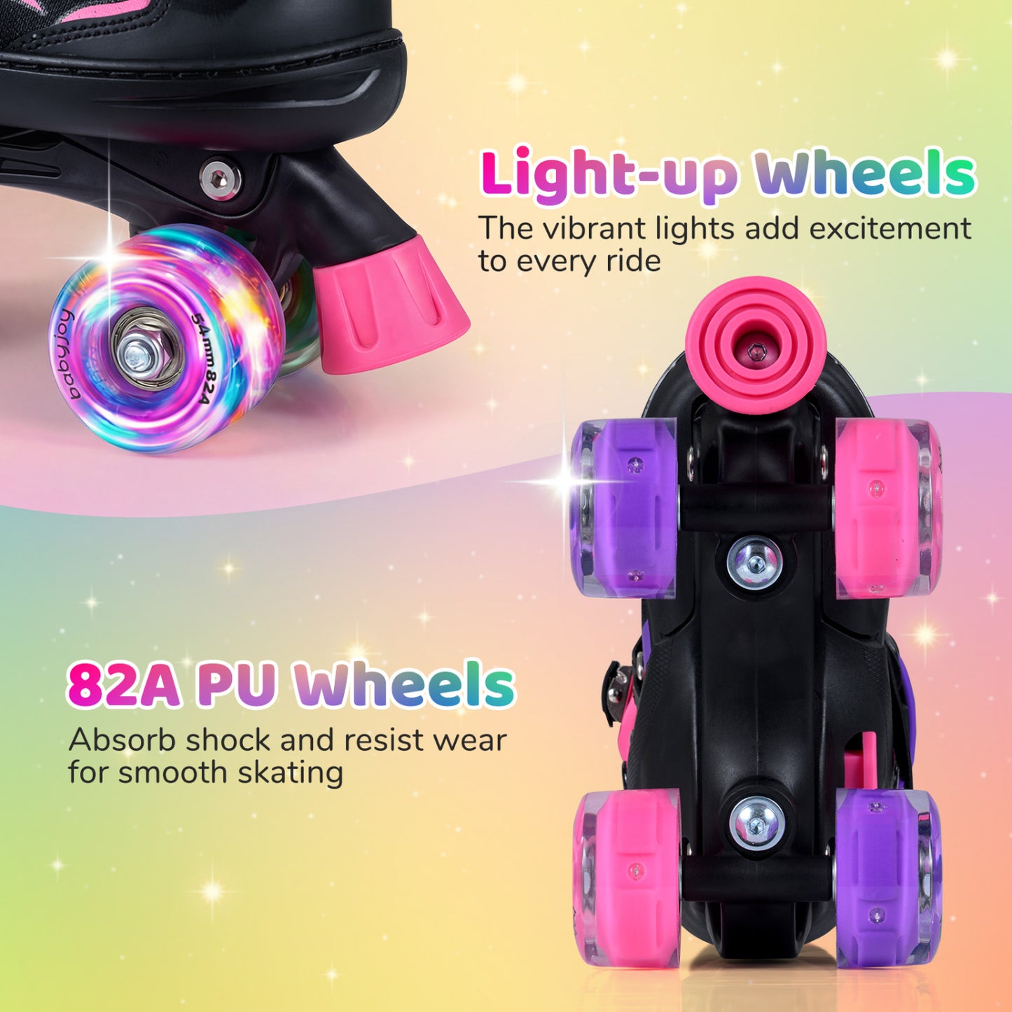 Kids Roller Skates, 4 Sizes Adjustable, Light-Up Wheels, Pink Toy Sports at Gallery Canada