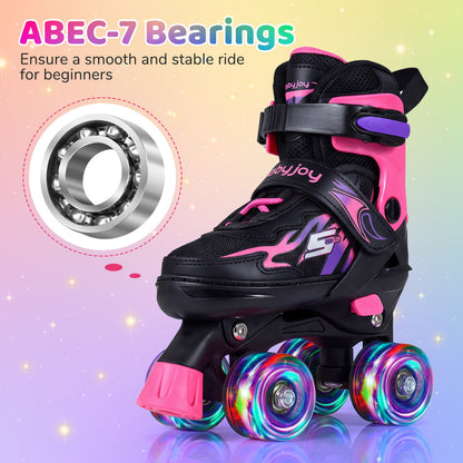 Kids Roller Skates, 4 Sizes Adjustable, Light-Up Wheels, Pink Toy Sports at Gallery Canada