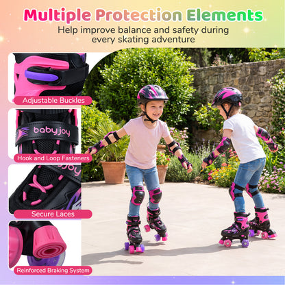 Kids Roller Skates, 4 Sizes Adjustable, Light-Up Wheels, Pink Toy Sports at Gallery Canada