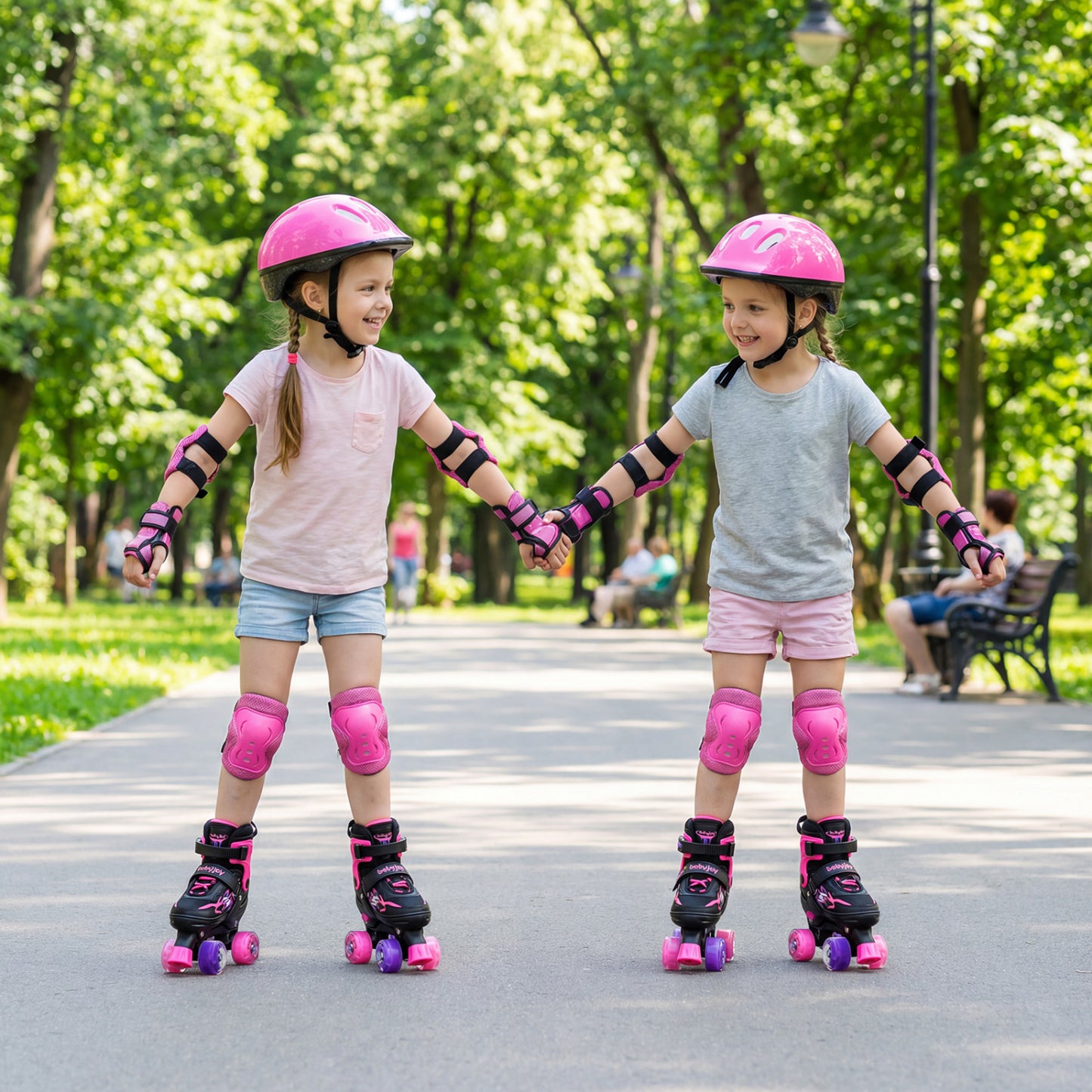 Kids Roller Skates, 4 Sizes Adjustable, Light-Up Wheels, Pink Toy Sports at Gallery Canada