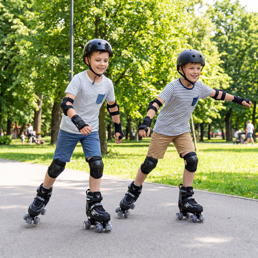 Kids Adjustable Quad Roller Skates, 4 Sizes, Light-Up Wheels, Black Toy Sports Black at Gallery Canada
