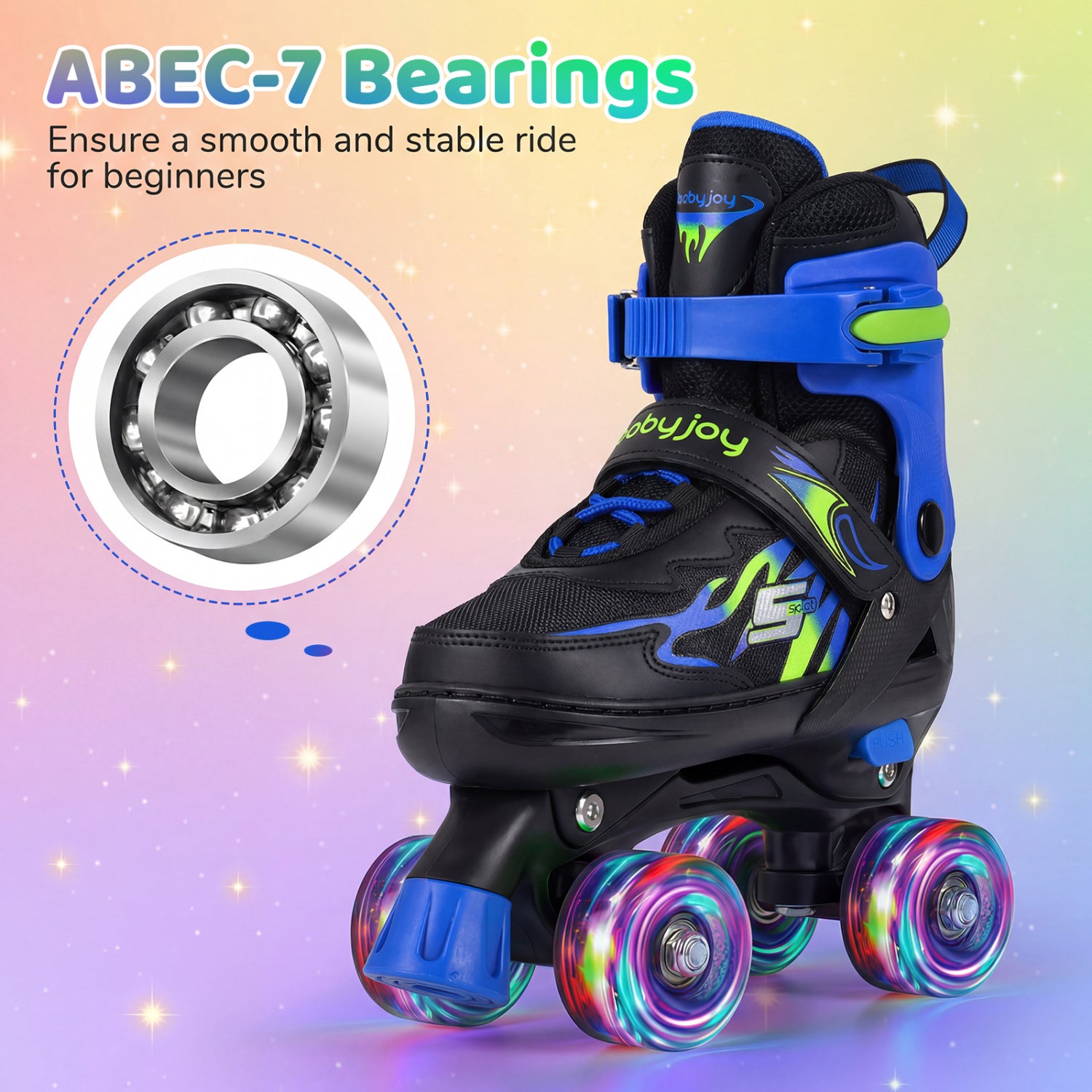 Kids Roller Skates, Adjustable Quad Skates, Light-Up Wheels, Navy Toy Sports at Gallery Canada