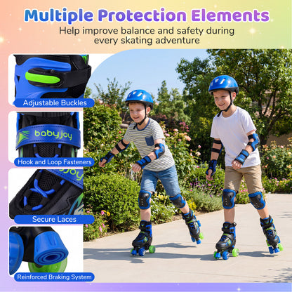 Kids Roller Skates, Adjustable Quad Skates, Light-Up Wheels, Navy Toy Sports at Gallery Canada