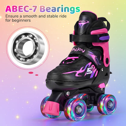 Kids Roller Skates, Adjustable Quad Skates With Light-Up Wheels, 4 Sizes, Pink Toy Sports at Gallery Canada